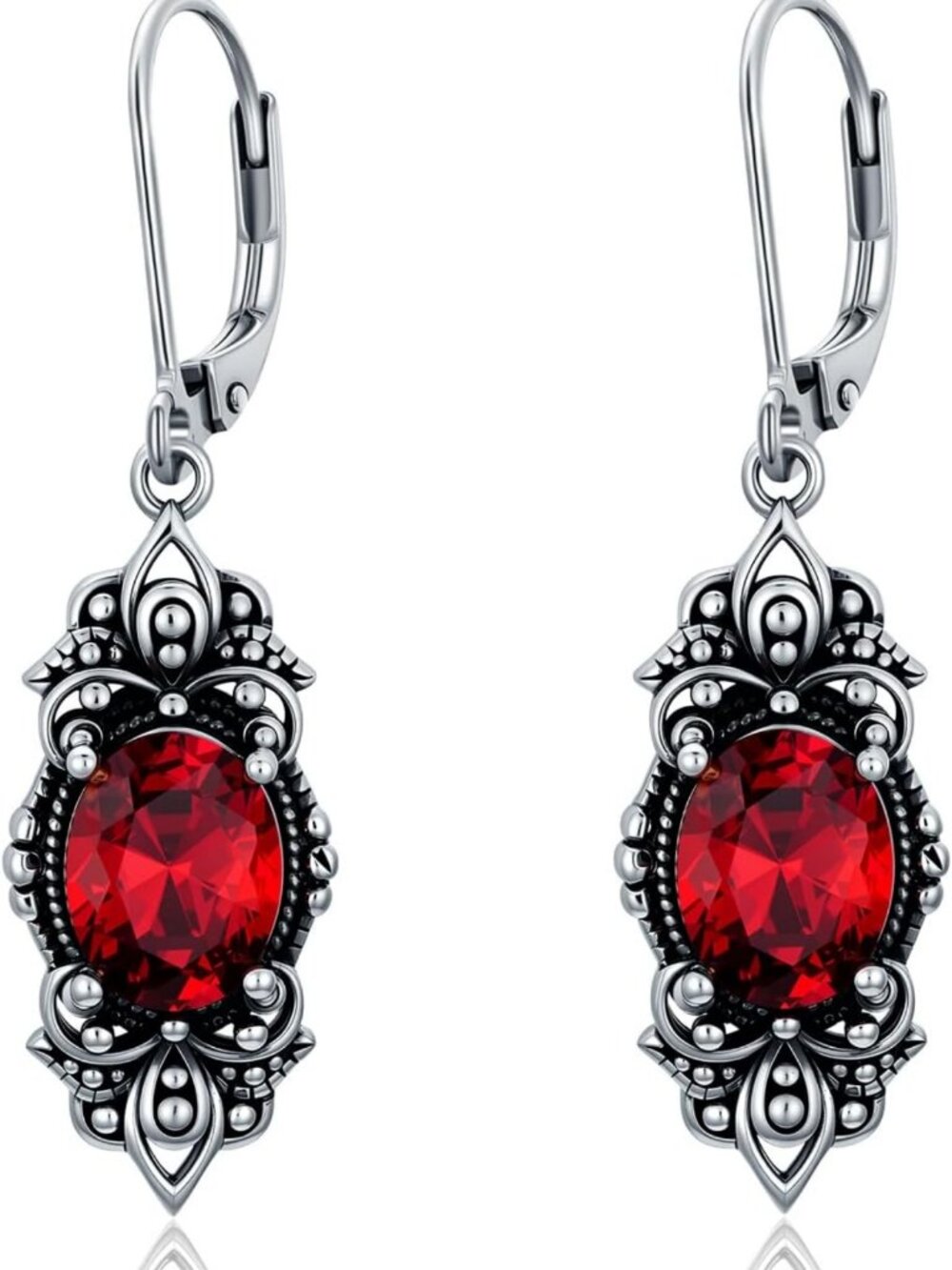 Vintage 925 Silver Victorian Dangle Drop Earrings for Women - Elegant Jewelry